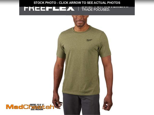 Lot 74-14357402 - Milwaukee Men's X-Large Green Cotton/Polyester Short-Sleeve Hybrid Work T-Shirt - UNUSED