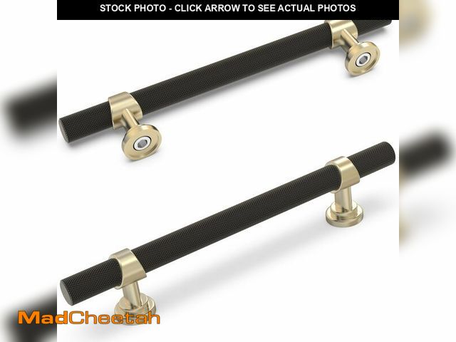 Lot 74-13716542 - KOMOTIA 20 Pack 5 Inch Cabinet Pulls knurled Matte Black and Brushed Gold Kitchen Cabinet Handles Al...