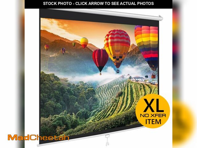 Lot 74-12693532 - Pyle Manual Pull-Down Projector Screen - Universal 84-inch Roll-Down Retractable Manual Projection S...