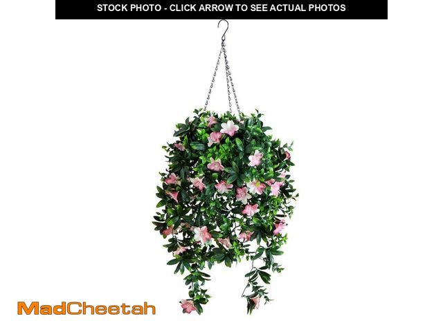 Lot 74-14276484 - Nearly Natural 34in. UV Resistant Artificial Azalea Hanging Basket (Indoor/Outdoor) - UNUSED