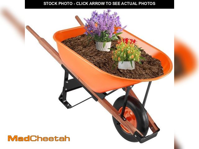 Lot 74-12659698 - VEVOR Wheelbarrow Cart, 6 cu. ft. Load and 330 lbs. Capacity, 1-Wheel Garden Dump Cartwheel Barrow w...