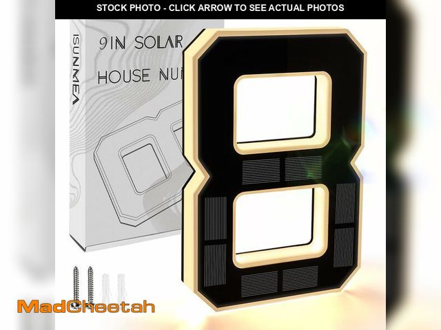 Lot 74-14148887 - ISUNMEA 9 Inch Solar Lighted House Numbers for Outside, Light Up Waterproof LED Address Numbers Sign...