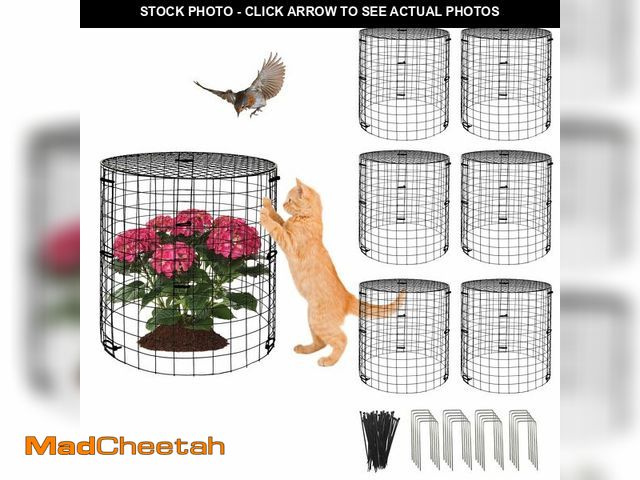 Lot 74-13957363 - 6 Pack Plant Protectors from Animals with Cover, 18PCS 12.6"x11.8" Metal Wire Mesh Cage with Stakes ...