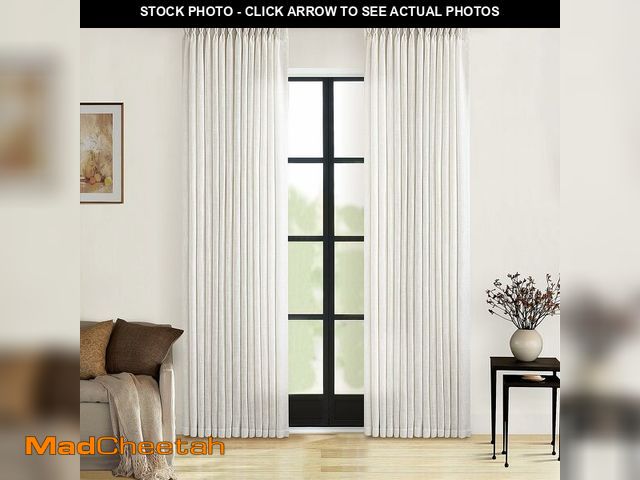 Lot 74-13963678 - Neutral Pinch Pleated 86 Inch Curtains Semi Sheer Linen Blended Light Filtering Window Curtains 86 I...