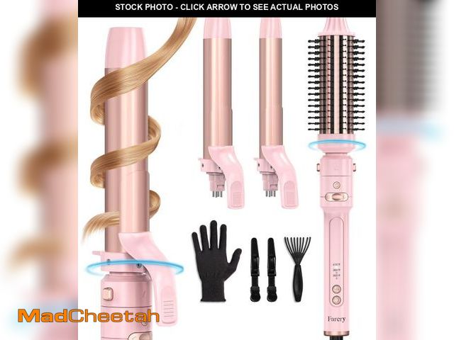 Lot 74-12435855 - FARERY 1/1.25/1.5 inch Rotating Curling Iron Curling Brush Set, Automatic Curling Iron Heated Round ...