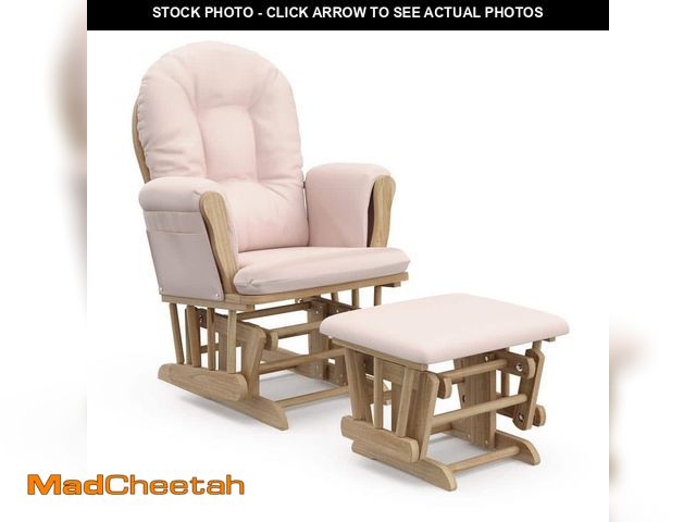 Lot 74-13822184 - Storkcraft Hoop Glider Natural with Pink Cushion Ottoman Set - UNUSED