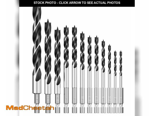 Lot 74-14299446 - MACXCOIP Brad Point Wood Drill Bit Set, 12Pcs Hex Shank Drill Bit Set with Double Flutes Design for ...