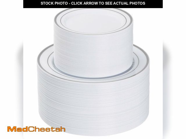 Lot 74-14426730 - Goodluck 200PCS Silver Plastic Plates,Heavy Duty Disposable Silver Plates - UNUSED