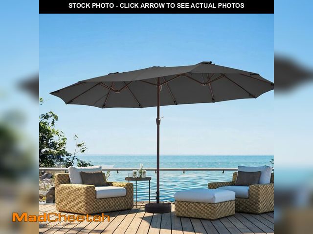 Lot 74-12897304 - JEAREY 15FT Patio Umbrella Large Outdoor Umbrella Extra Double-Sided Market Umbrella with Crank Hand...