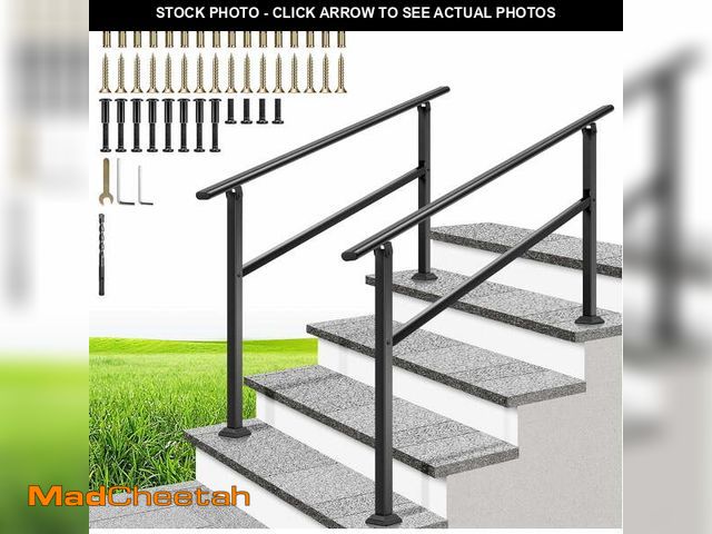 Lot 74-14308222 - SPECSTAR 2-Pack Hand Rails for Outdoor Steps, 4-5 Steps Galvanized Steel Railing, for Porch, Deck, o...
