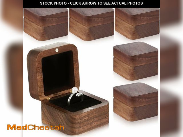 Lot 74-13993151 - Loetere 6 Pcs Square Wooden Ring Boxes for Wedding Ceremony Mini Engagement Gift Holder Single Slot ...