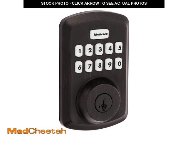 Lot 74-14083612 - Kwikset Powerbolt 250 10-Button Keypad Venetian Bronze Transitional Electronic Deadbolt Door Lock - ...