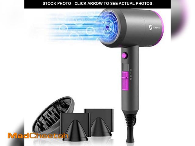 Lot 74-12331733 - slopehill Professional Ionic Hair Dryer, Powerful 1800W Fast Drying Low Noise Blow Dryer with 2 Conc...
