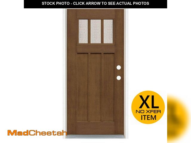 Lot 74-13046804 - (FRAME IS BROKEN0 MP Doors 36 in. x 80 in. Medium Oak Left-Hand Inswing 3 Lite Water Wave Craftsman ...