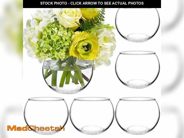 Lot 74-14430516 - PINIWON 6 Pack 4.7Ã¢â¬Â W x 3.5Ã¢â¬Â H Clear Round Glass Vases, Bubble Bowl Vase - UNUSED