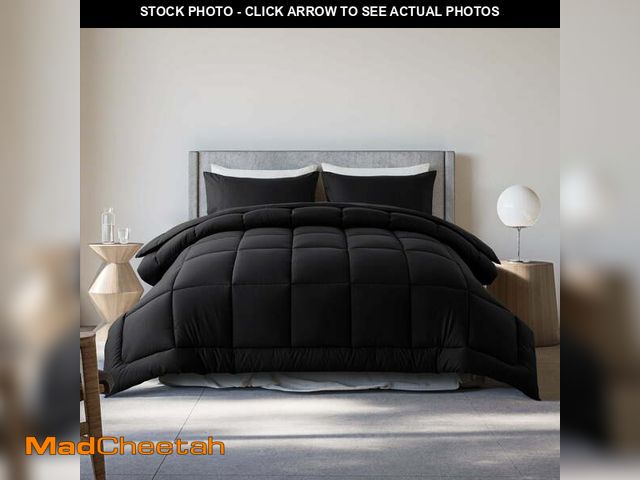 Lot 74-12834074 - (MISSING 2 PILLOW CASES ) King Size 3-Piece All-Season Down Alternative Comforter Set Deep Black | C...