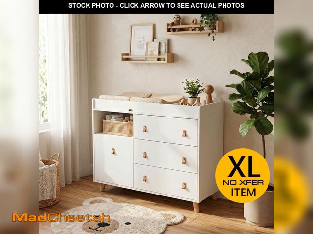 Lot 74-14292596 - FUFU&amp;GAGA White Wood 4-Drawer, 44.9 in. W Wood Chest of Drawers Nursery Storage Organizer With C...