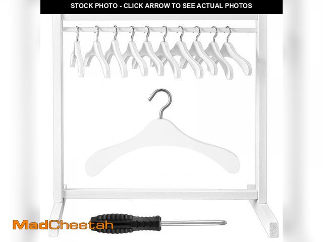 Lot 74-12434429 - Civaner 11 Pcs Doll Garment Rack with Wooden Clothes Hanger for 18 Inch Girl Doll Clothes Mini Hange...