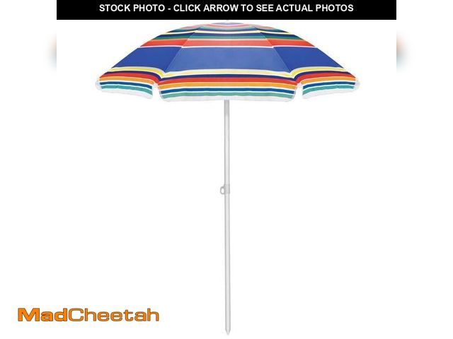 Lot 74-12465308 - Picnic Time 5.5 ft. Beach Patio Umbrella in Multicolor - UNUSED