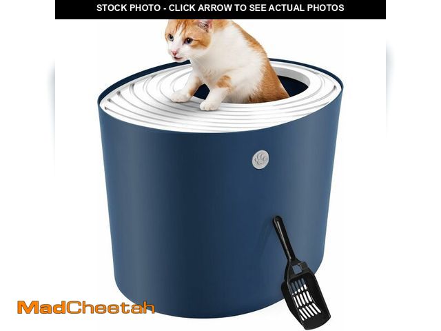 Lot 74-13331496 - IRIS USA Cat Litter Box, Large Top Entry with Litter Catching Lid and Scoop, Dog Proof, Cat Box Encl...