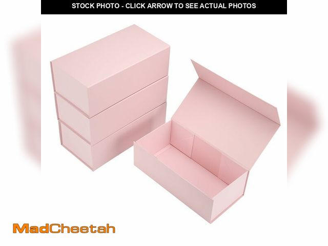 Lot 74-13949097 - Ditwis 4 Pack 12x6x4 Inches Gift Boxes with Magnetic Closure Lids, Pink Magnetic Box for Wedding, Gr...