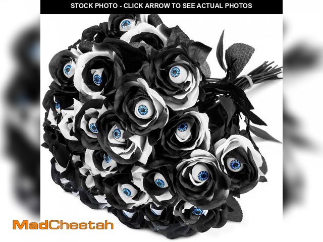 Lot 74-12444900 - Zeyune 20 Pcs Halloween Artificial Roses Flowers Bouquet with Gothic Flowers Fake Realistic Roses De...