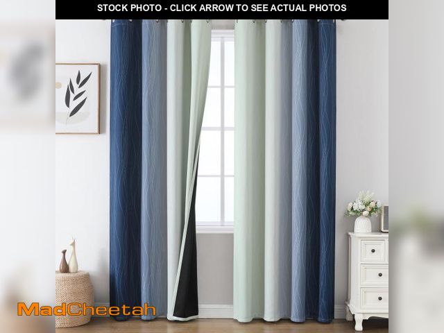 Lot 74-12435704 - Estelar Textiler Sage Green and Navy Blue Gradient Blackout Curtains for Bedroom 96 Inch Length 2 Pa...