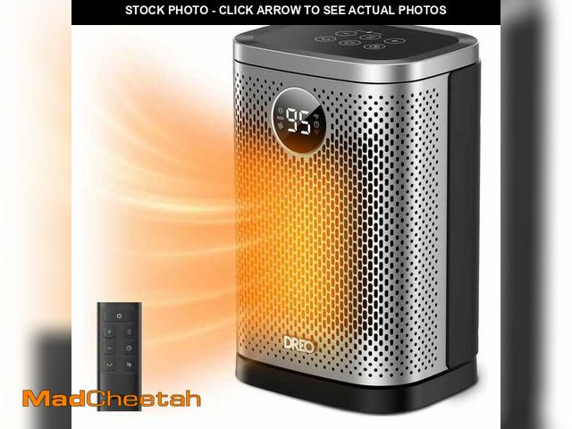 Lot 74-14285772 - DREO 1500W 10 in. Compact Ceramic Convection Electric Space Heater w/Remote 70ÃâÃÂ° Osc 3-Heat L...