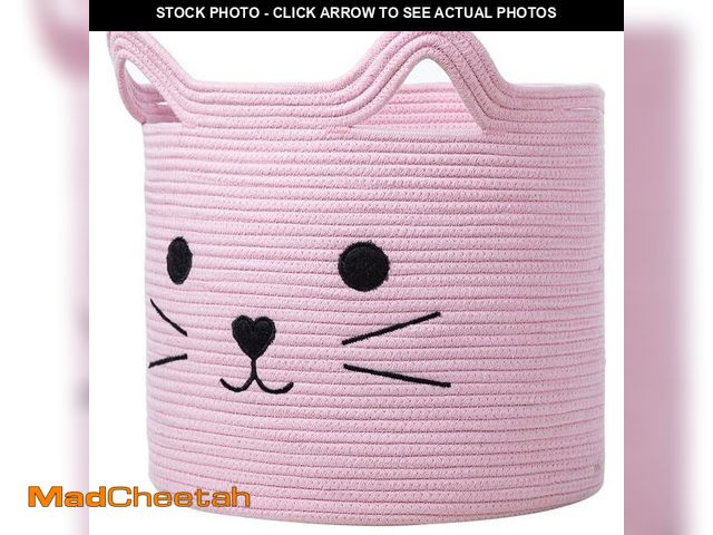 Lot 74-13721174 - VK VKÃÂ·LIVING Cat Toy Basket Cute Cotton Rope Animal Storage Pink Laundry Baskets for Toys, Clothe...