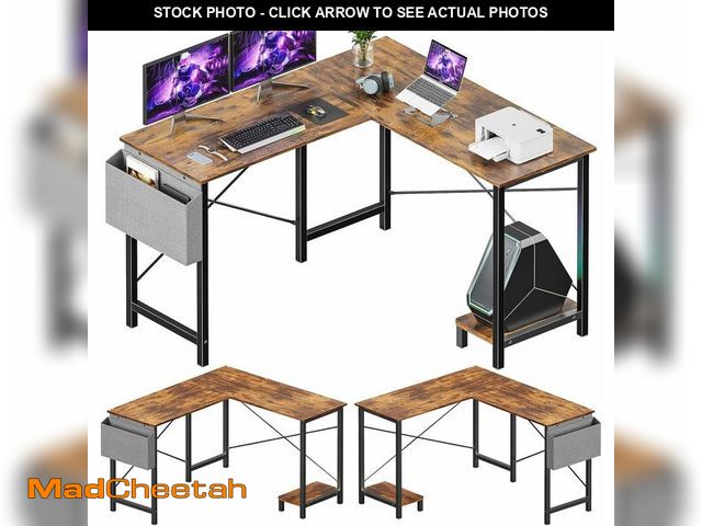Lot 74-12664702 - Sweetcrispy L Shaped Desk - Computer Corner Gaming PC Table with CPU Stand Side Bag for Home Office ...