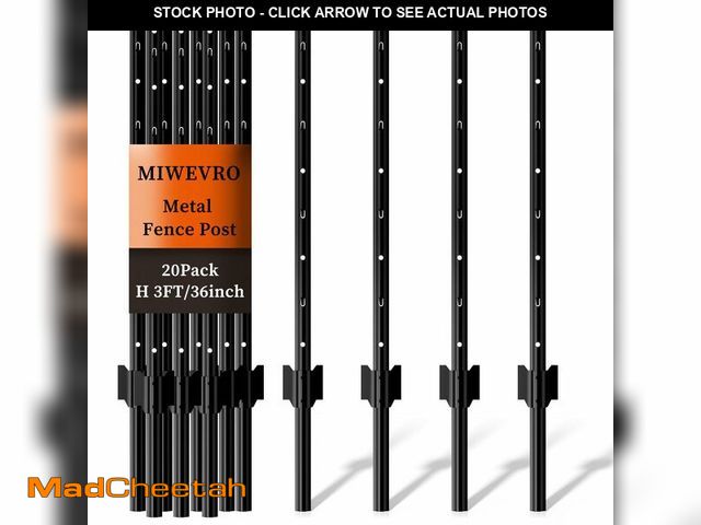 Lot 74-13773113 - 20 Pack Garden Fence Post, 3 Feet Heavy Duty Metal U-Post for Wire Fence, No Dig Garden Fence Stakes...