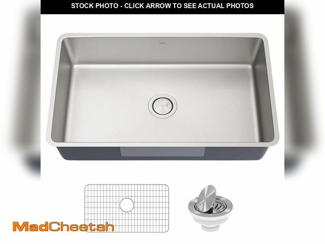 Lot 74-13786914 - KRAUS Dex 32-inch Undermount 16 Gauge Stainless Steel Single Bowl Kitchen Sink, KA1US32B - UNUSED