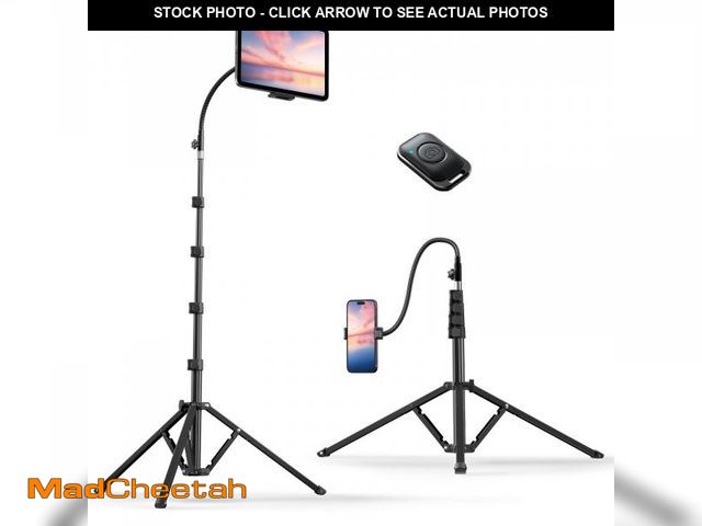 Lot 74-12128622 - Weilisi Heavy Duty Tablet Tripod Stand 82Ã¢â¬Â Tall, Floor Stand with Remote and Adjustable Goosen...