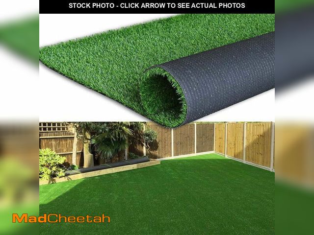 Lot 74-12596032 - LITA 18mm Green Artificial Grass,4x25ft Indoor Outdoor Garden Synthetic Grass, Rubber Backed with Dr...