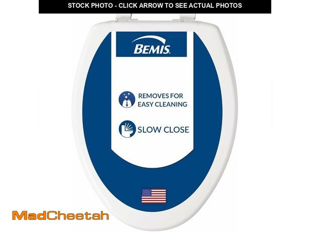 Lot 74-14283512 - Bemis Slow Close Elongated Toilet Seat, Easy Clean Hinges, White - UNUSED