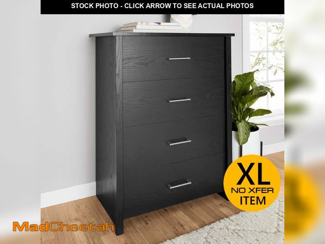 Lot 74-12557013 - (MISSING HARDWARE) Mainstays Hillside 4-Drawer Dresser, Charcoal Finish - USED