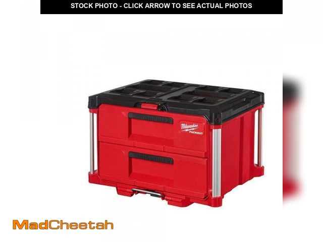Lot 74-12413661 - Milwaukee PACKOUT 22 in. 2-Drawer Tool Box with Metal Reinforced Corners - USED