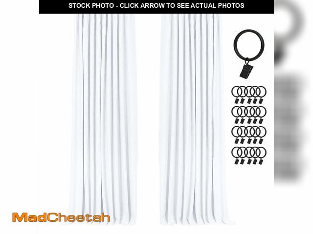 Lot 74-14148827 - INOVADAY 100% Blackout Curtains for Bedroom, Black Out Curtains 84 Inch Long, Clip Rings Linen Black...