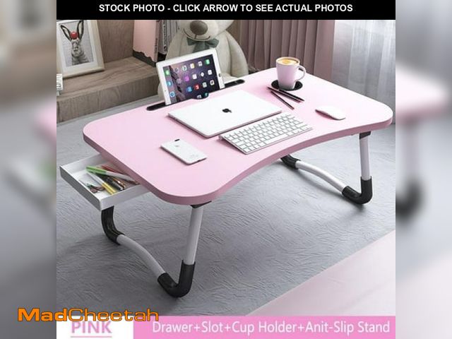 Lot 74-12157504 - PHANCIR Foldable Lap Desk  23.6 Inch Portable Wood Laptop Desk Table Workspace Organizer Bed Tray wi...