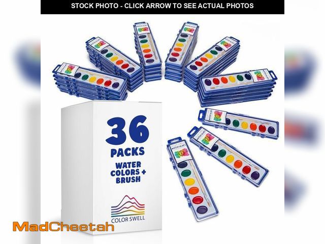 Lot 74-12875367 - Color Swell Bulk Watercolors Paint Pack with Wood Brushes - 36 Sets with 8 Washable Colors Each - Pe...