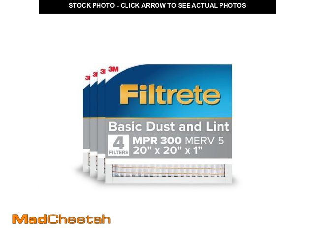Lot 74-12420471 - Filtrete 20x20x1 HVAC Furnace Air Filter, MPR 300 MERV 5, Dust Reduction, 4 Filters - UNUSED