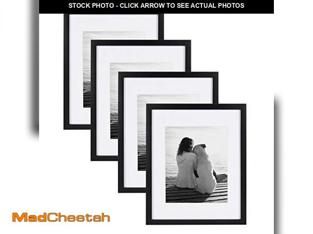 Lot 74-12096053 - DesignOvation Gallery Wood Photo Frame Set for Customizable Wall Display, Black 11x14 matted to 8x10...