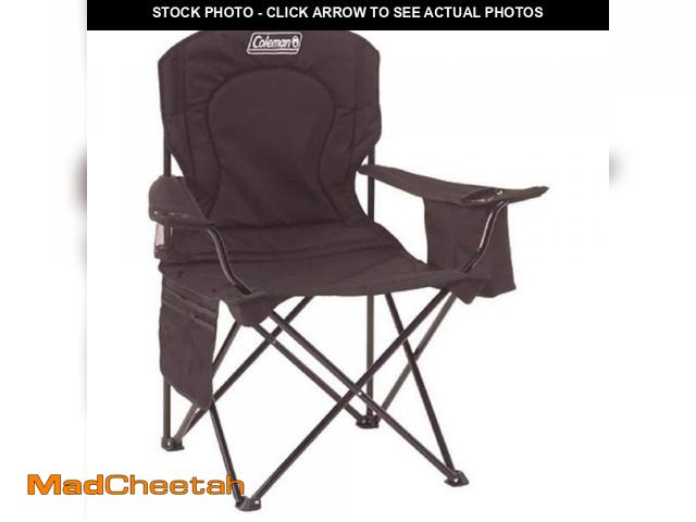 Lot 74-12529673 - Coleman Steel Camping Chair with Built-In 4 Can Cooler in Black - UNUSED