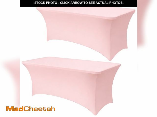 Lot 74-14382409 - Lemict 6FT Pink Table Cloth - 2 Pack Fitted Stretch Rectangle Spandex Tablecloth, Washable Table Cov...