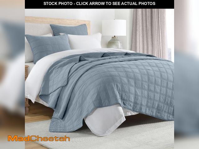 Lot 74-12049795 - HORIMOTE HOME 100% Cotton Quilt Set Queen Size, Adriatic Blue Pre-Washed Bedspreads Coverlet Set in ...