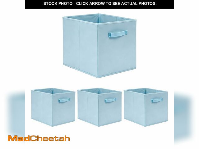 Lot 74-13622506 - BeigeSwan 13x15x13 Large Storage Cubes [Set of 4] Sky Blue Foldable Fabric Storage Bins with Handles...
