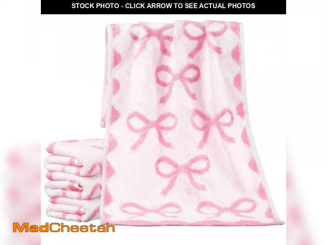 Lot 74-12121079 - SmoothNovelty 4 Pcs Bow Hand Towels for Bathroom 13 x 29'' Soft 100% Cotton Coquette Face Towel Kitc...