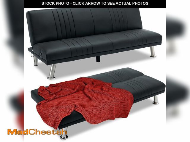 Lot 74-12615103 - VECELO Modern Couch Bed, Convertible Sofa Bed/Folding Sleeper Couches Faux Leather Futon for Living ...