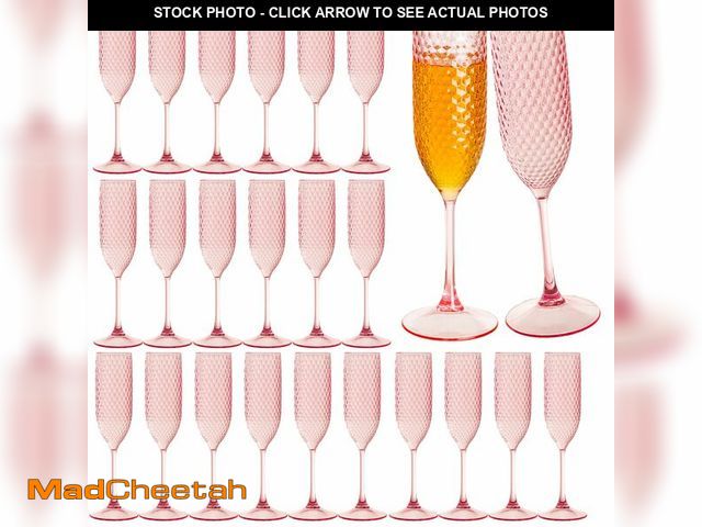 Lot 74-13565247 - 24 Pack Pink Plastic Champagne Flutes Mimosa Unbreakable Champagne Glasses Wedding Toasting Glasses ...