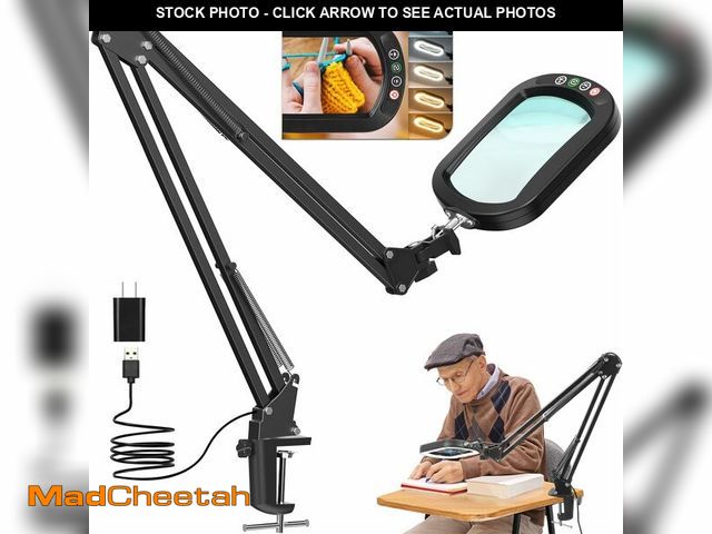 Lot 74-12599322 - 10X Rectangle Magnifying Glass with Light and Clamp, 5 Color Modes Stepless Dimmable, Lighted Magnif...